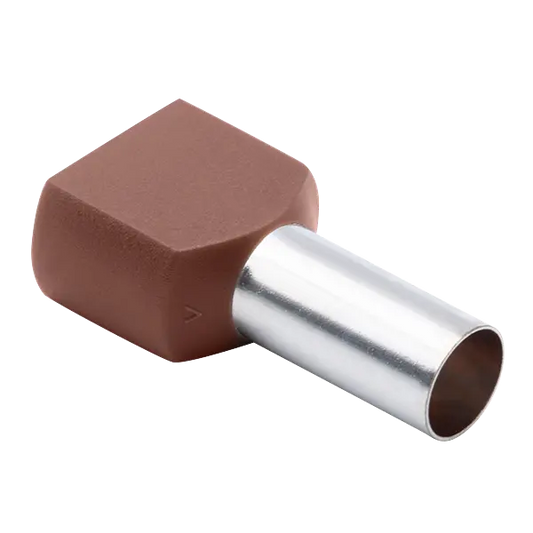 Double Bootlace Ferrule 10MM Brown Pk100
